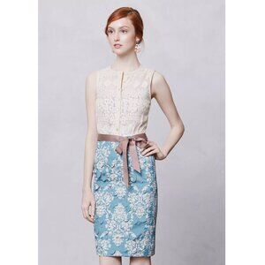 NWOT Anthropologie Byron Lars Lasercut Fleur-De-Lys Lace Sheath Dress Size 0P